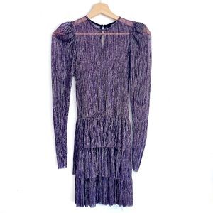 Sabina Musayev X REVOLVE Monique Sheer Long Sleeve Mini Dress Metallic Purple Xs